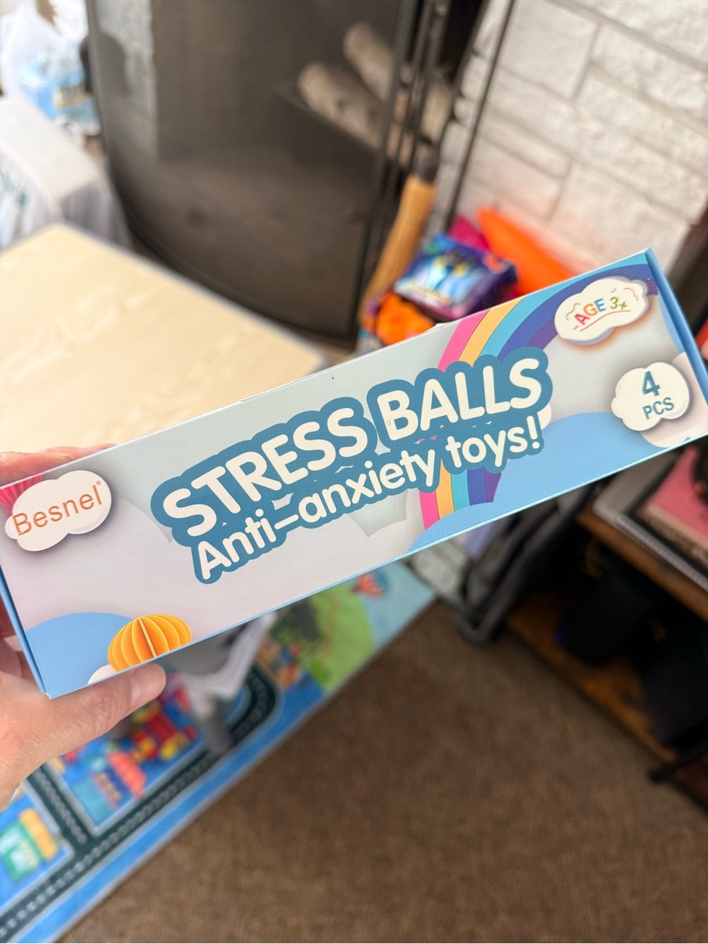 New- 4 pack- Stress Balls Set- Rainbow, Glitter & More